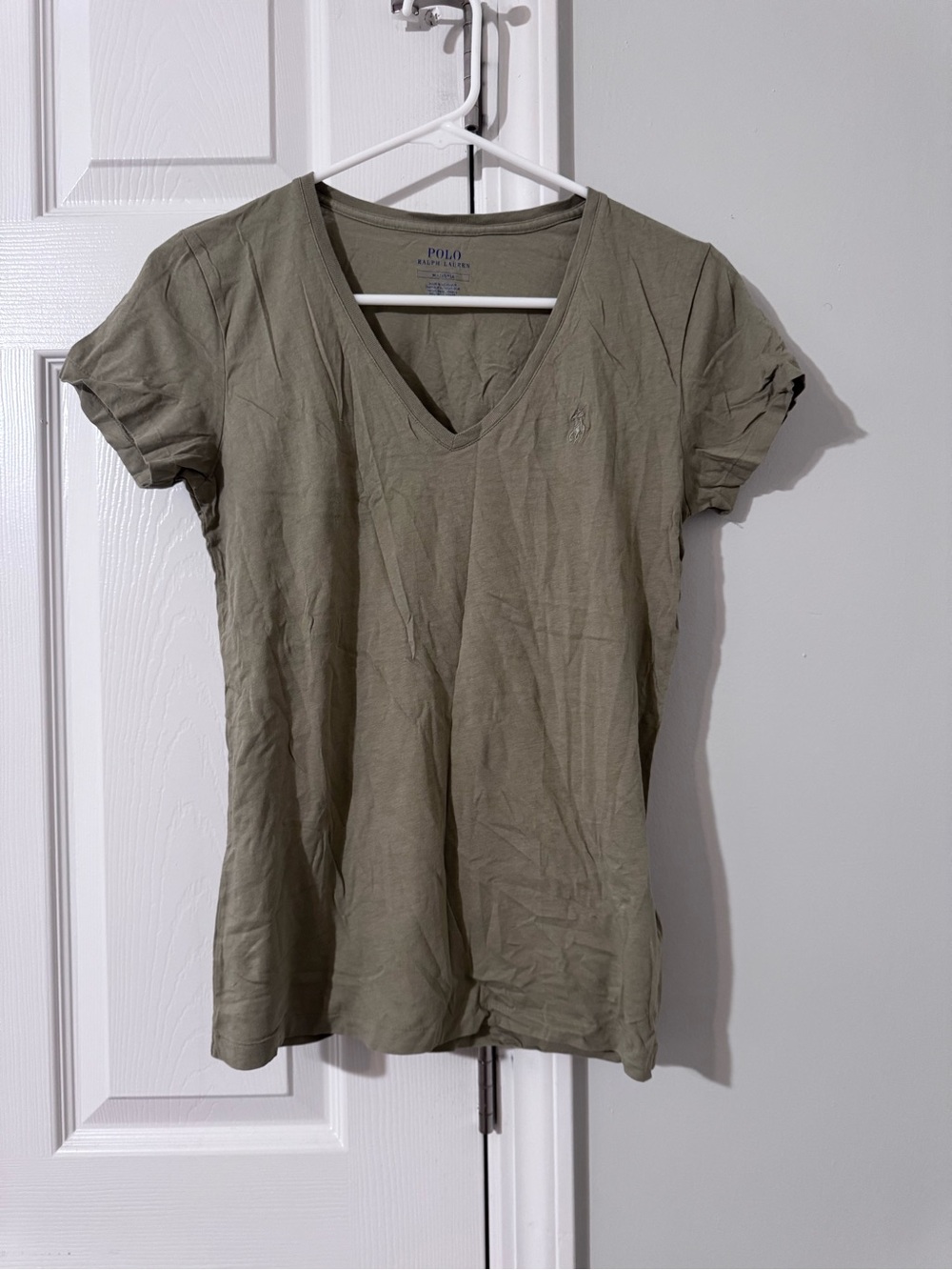Polo by Ralph Lauren Olive V-Neck Women's Tee Size M